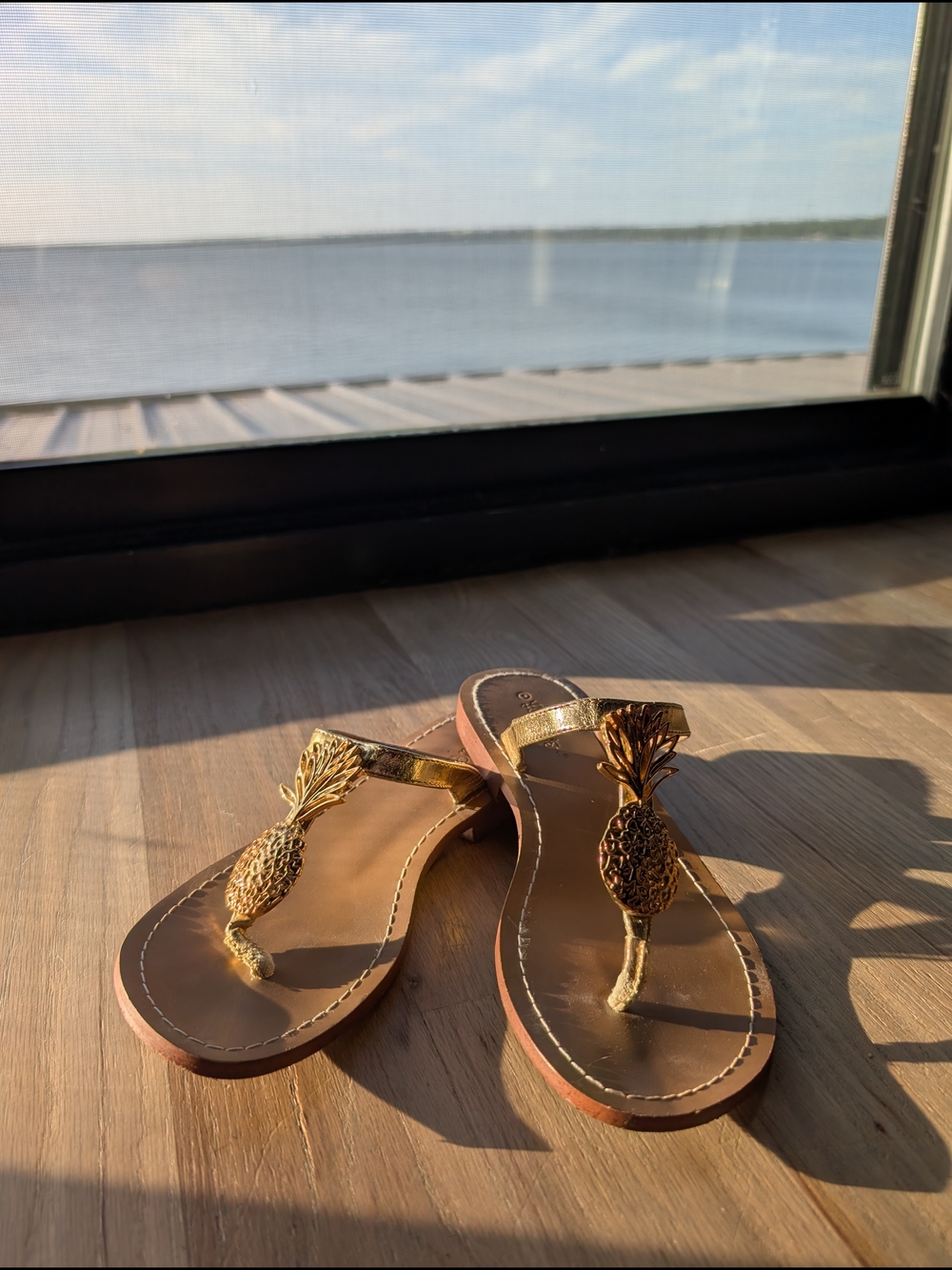 Lilly Pulitzer Metallic Gold Pineapple Sandals Size 7